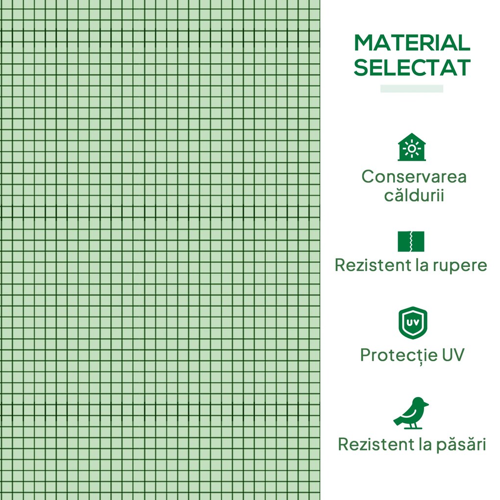 Outsunny Seră de Grădină Tip Tunel din Oțel și Plastic PP, cu Uși Rulabile, 295x100x80 cm, Verde | Aosom Romania
