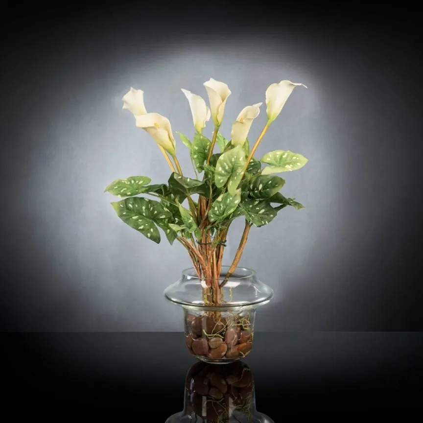 Aranjament floral design LUX ALFEO CALLA TRIS alb