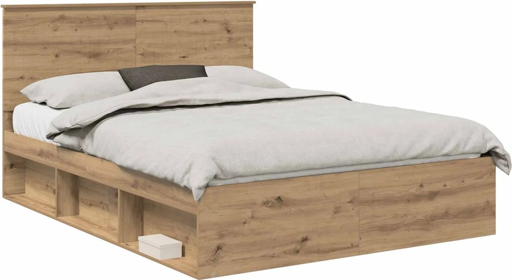 vidaXL Cadru de pat Stejar artizanal 150 x 200 cm Lemn de pin masiv