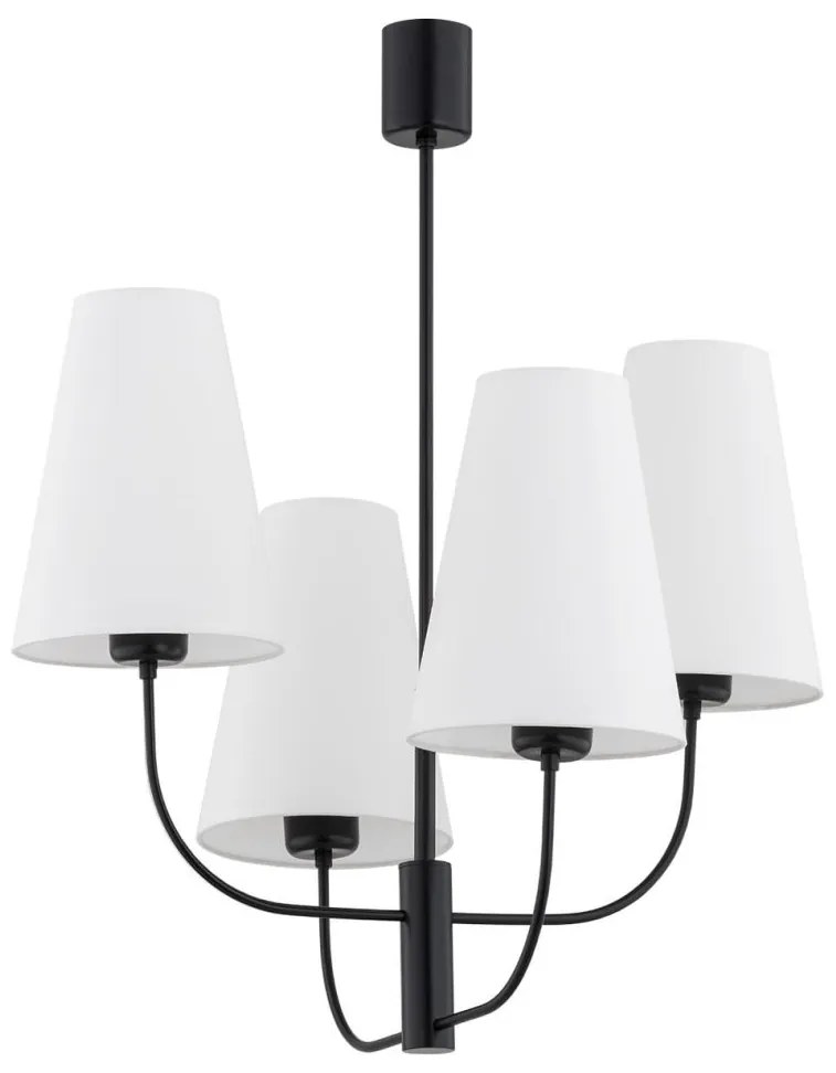 Lustra cu 4 brate design modern Safiano alb, negru