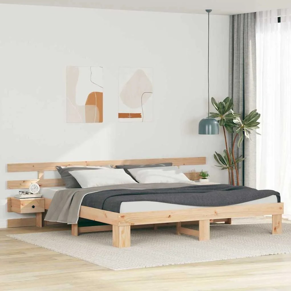 vidaXL Cadru de pat cu sertar Maro 180 x 200 cm Lemn masiv