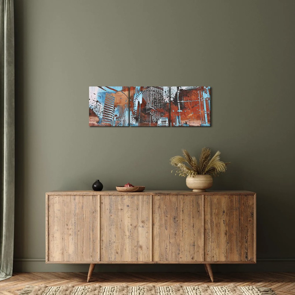 Tablou - Zgârie-nori (cu ceas) (90x30 cm)