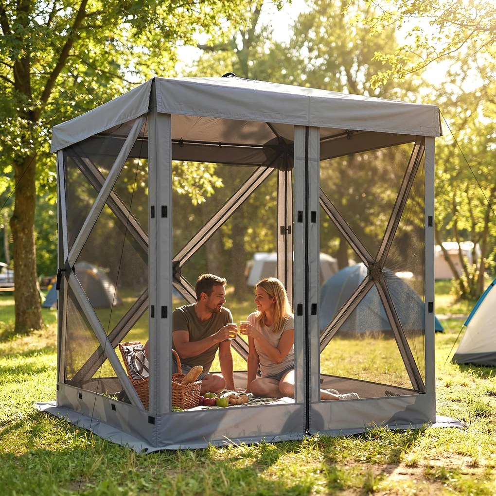 Outsunny Pavilion pop-up pliant 1,85x1,85 m, impermeabil, stabil, rezistent la iarnă, cu 4 panouri laterale din plasă, geantă, UV 30+ | Aosom Romania