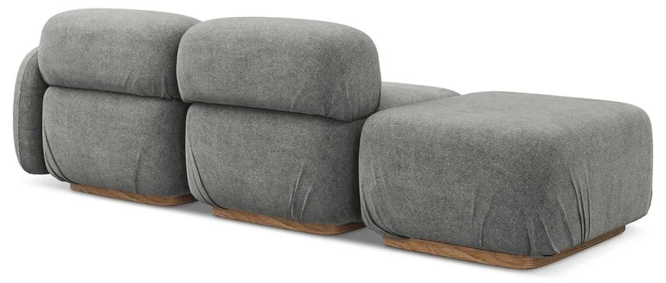 Șezlong modular gri cu tapițerie din țesătură bouclé (cu colț pe partea stângă) Ailani – Makamii