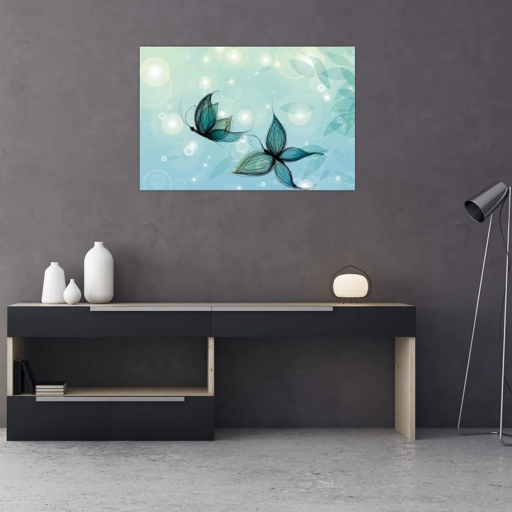 Tablou - Fluturi albaștri (90x60 cm)