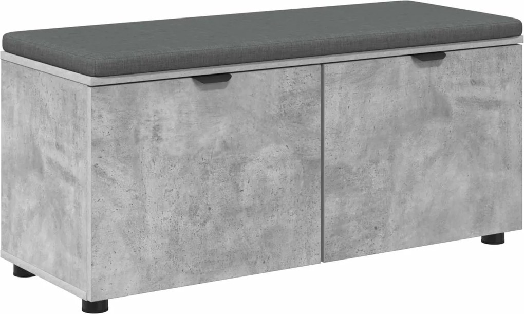 vidaXL Bancă pentru hol cu pernă cu raft Gri Beton 100 x 38 x 46 cm