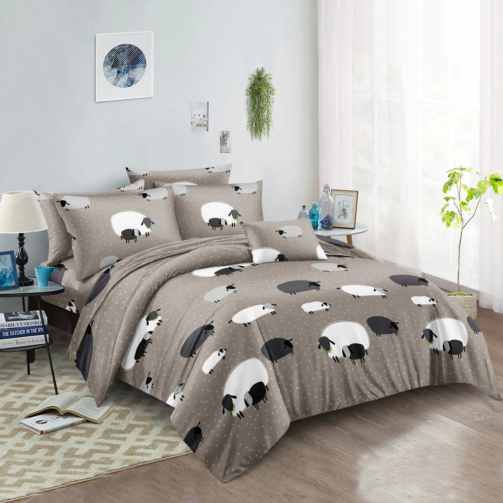 Lenjerie de pat din microfibra Culoare maro, DAINA Dimensiune lenjerie de pat: 2 buc 70 x 90 cm | 200 x 220 cm