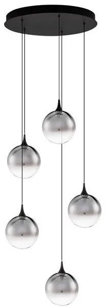 Lustra moderna cu 5 pendule LED, Metal, Sticla, Fumuriu, ORENDA