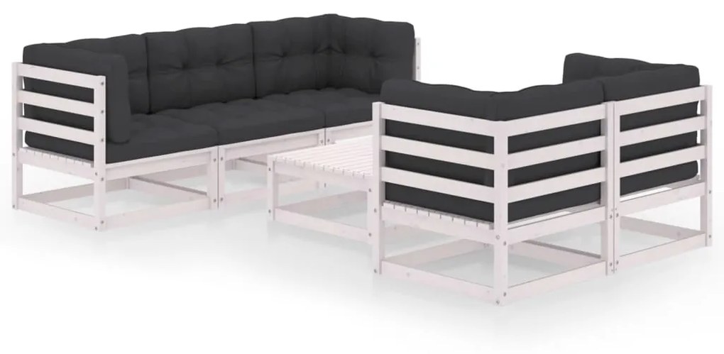 3076380 vidaXL Set mobilier de grădină cu perne, 6 piese, lemn masiv de pin