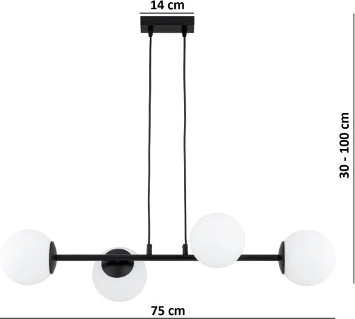 Brilagi - Lustru suspendat pe cablu MILO 4xE27/60W/230V negru