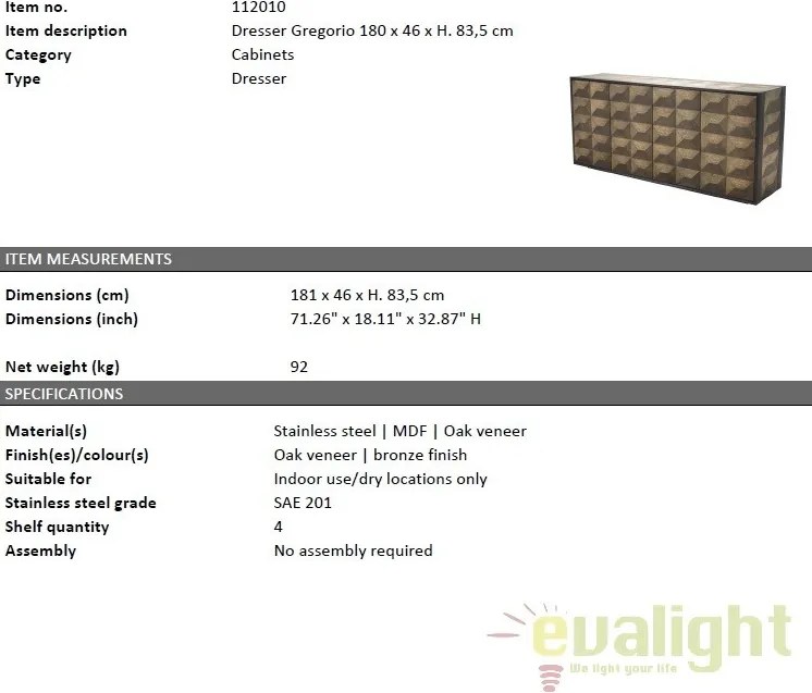 Comoda design LUX din furnir de stejar Gregorio 112010 HZ