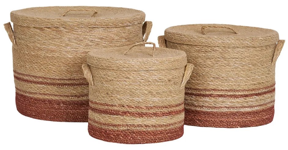 Budoni coșuri, iarbă de mare, natural/maro 3dpcs