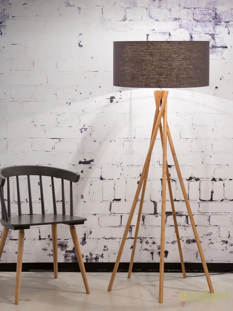 Lampadar realizat din materiale naturale, durabile si ecologice, KILIMANJARO/F gri inchis
