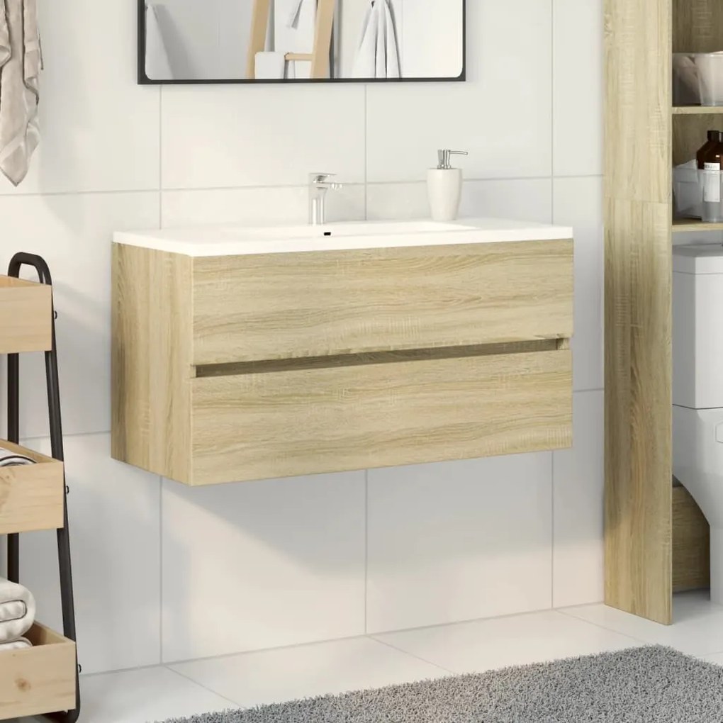 vidaXL Dulap de chiuvetă, stejar sonoma, 90x38,5x45 cm, PAL
