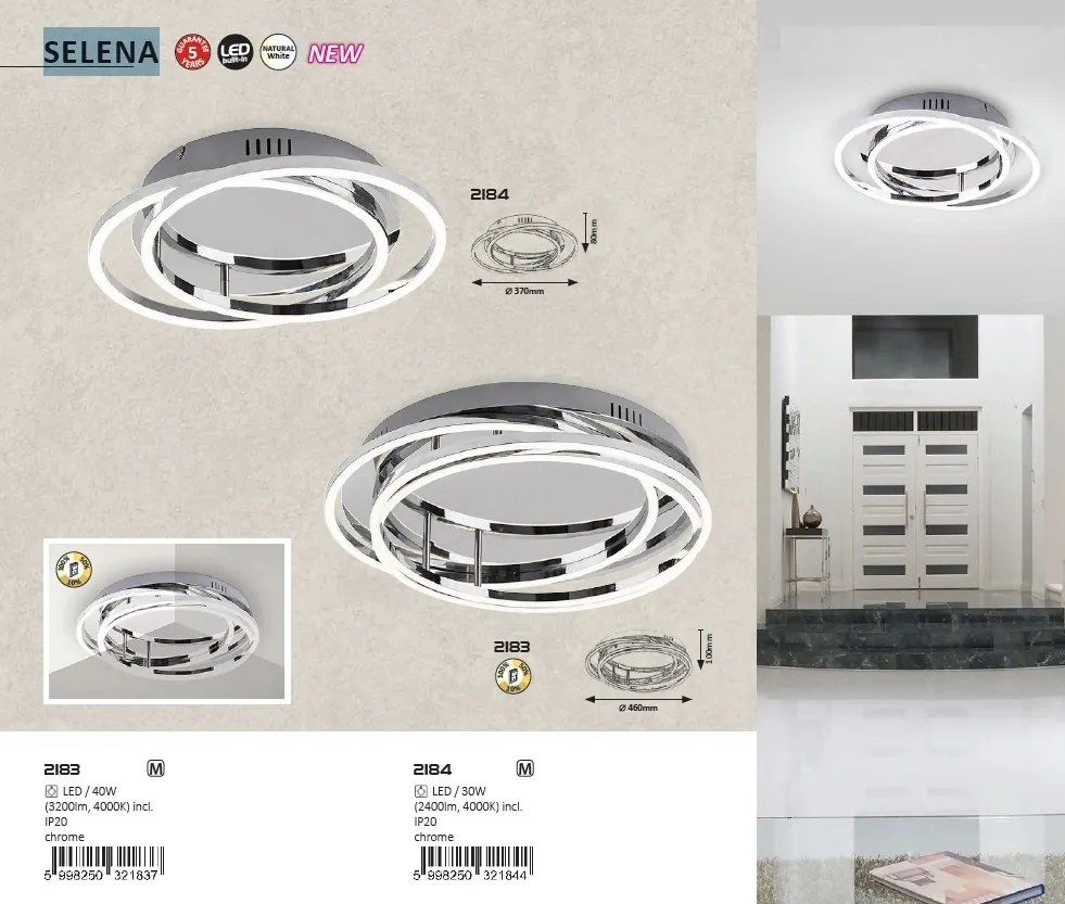 Lustra aplicata LED metal cromat Selena 46cm 2183 RX