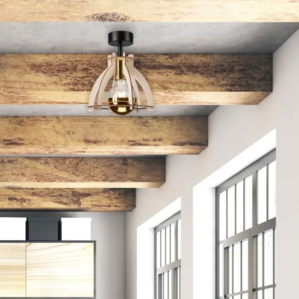 Lustră aplicată LANDO 1xE27/15W/230V fag