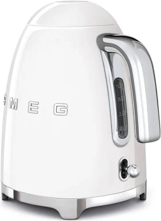 Fierbator electric SMEG KLF03WHEU, 2400W, 1.7 l, Oțel inoxidabil, Filtru lavabil, Auto. off, Alb