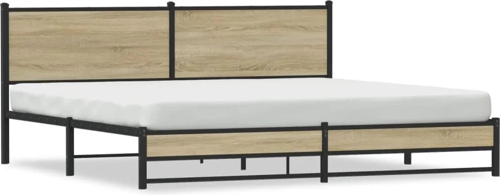 vidaXL Cadru de pat metalic fără saltea, stejar sonoma, 193x203 cm