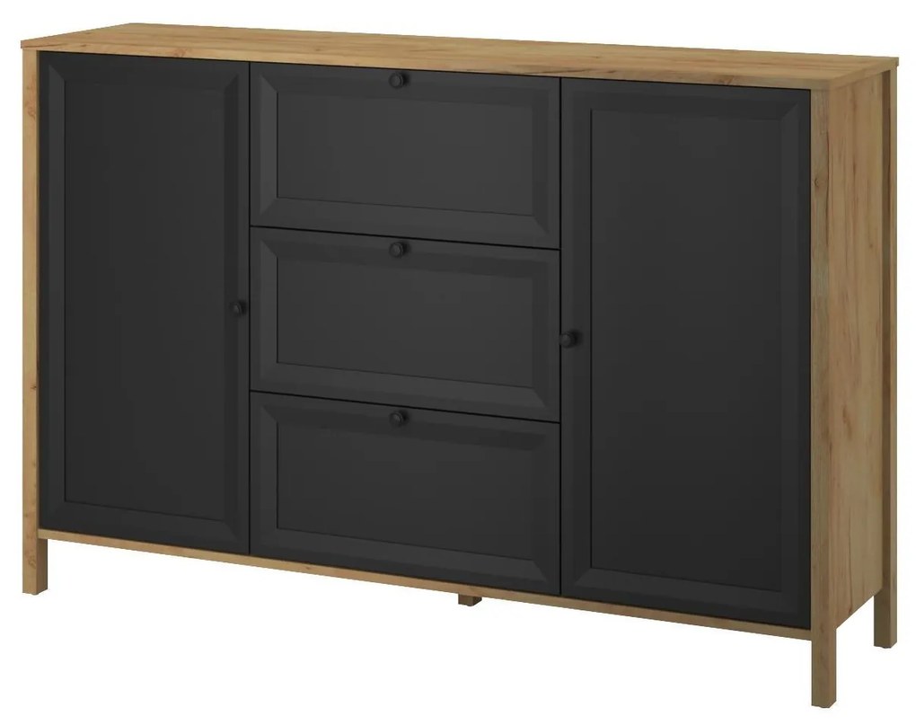 Comodă Bruselas 2 (stejar craft auriu + negru) . 1116782