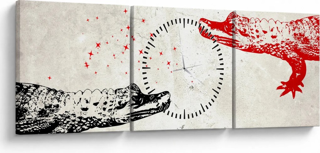 Tablou - Crocodili (cu ceas) (90x30 cm)