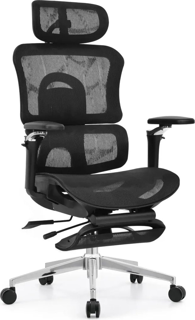 Scaun Ergonomic Premium ErgoFlex UltraMesh 5D cu Suport Lombar, Spătar Reglabil pe Înălțime, Șezut Translație, Reclinabil, Negru