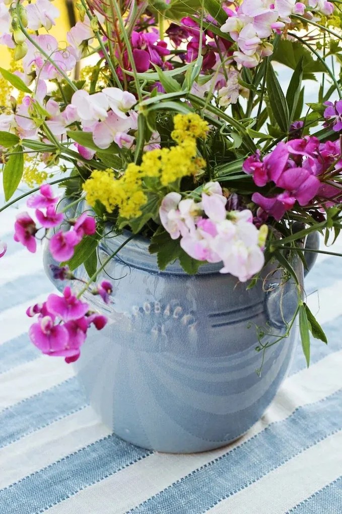 Ghiveci din ceramică glazurată manual 2L bleu deschis înalt, „Brobacka"