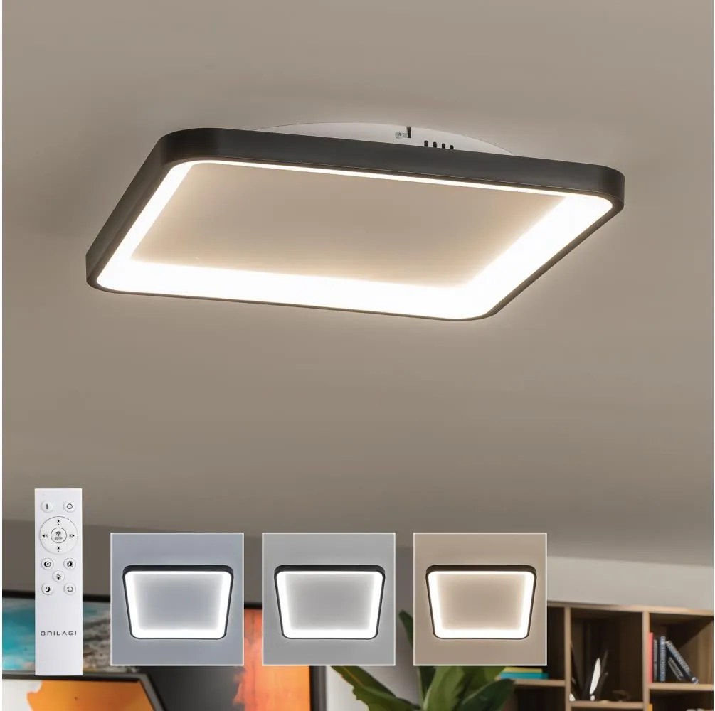 Brilagi - Plafonieră LED dimabilă FALCON SLIM, 50W, 230V, 50x50 cm, neagră + telecomandă