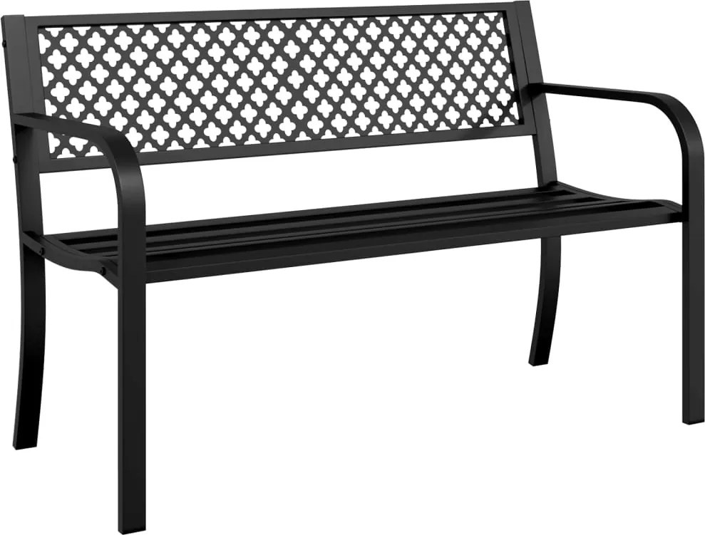 vidaXL Bancă de grădină, negru, 119 cm, oțel