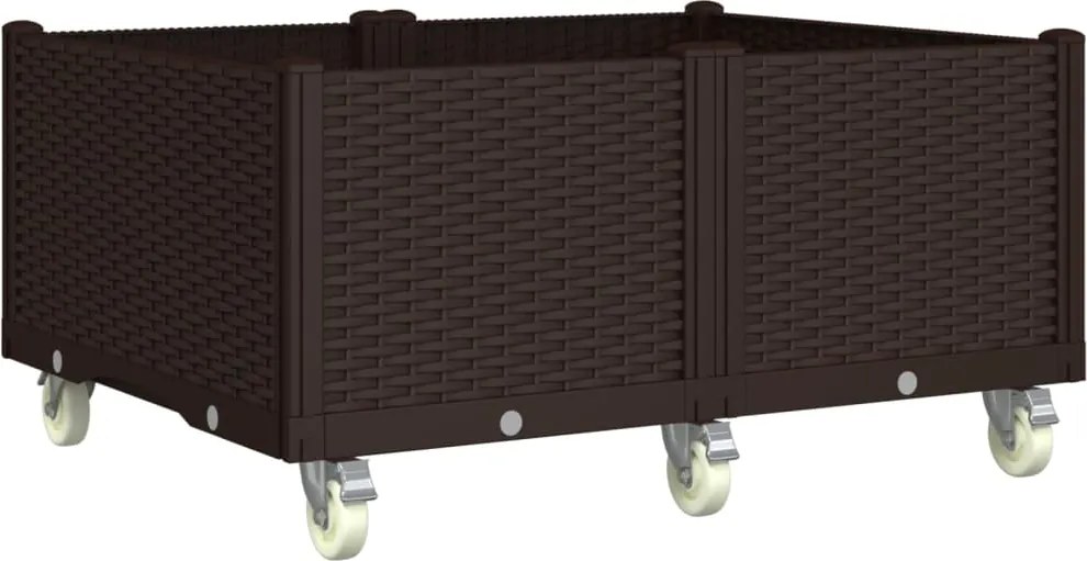 vidaXL Jardinieră de grădină cu picioare, maro, 100x80x54 cm, PP