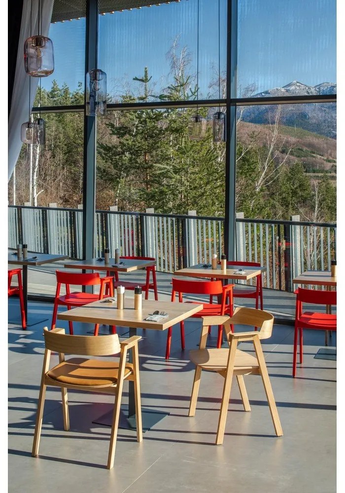 Scaun de dining în culoare naturală cu cotiere din lemn de stejar Flip – Gazzda