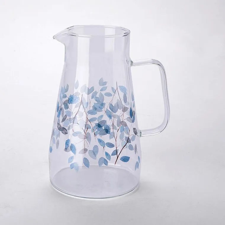 decoDoma Carafă din sticlă FLORI ALBASTRE 1450 ml