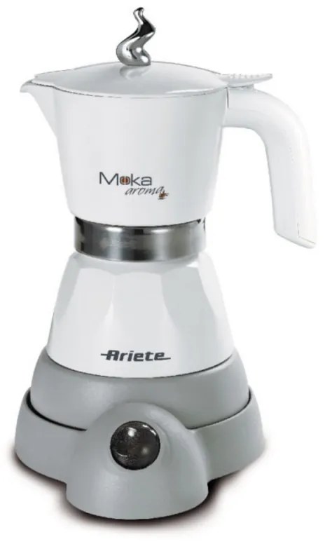 Cafetiera electrica Ariete MOKA AROMA 1358/10, 400W, 4 cesti, Utilizare fara fir, Baza rotativa la 360°, Alb