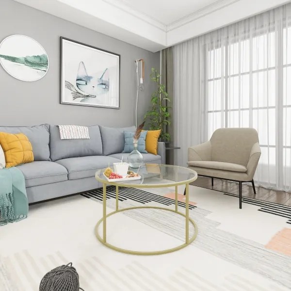 Măsuță de cafea BERLIN 80x45 cm auriu/transparent