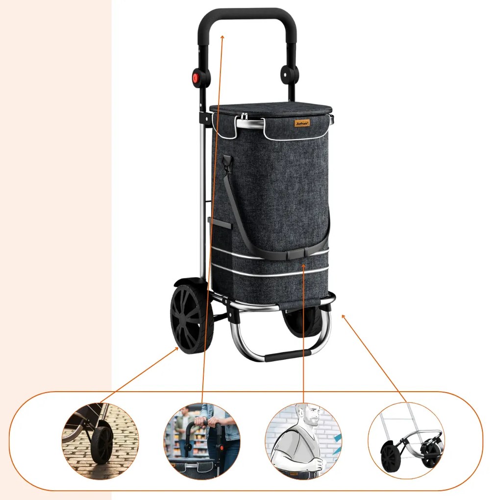 Geantă de cumpărături pe roți EASY, 50L, negru Jurhan