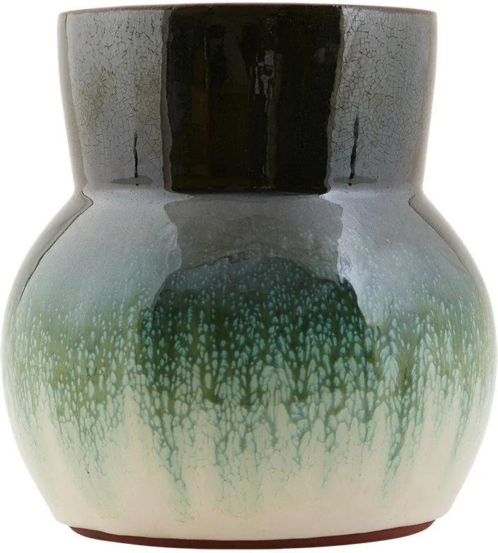 Vaza ceramica alb/verde - Ceramica Verde Dia 14cm H15cm