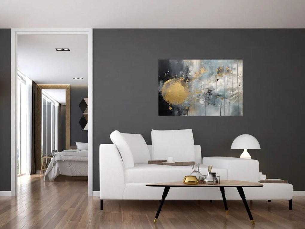 Tablou - Abstracție cu minge de aur (90x60 cm)
