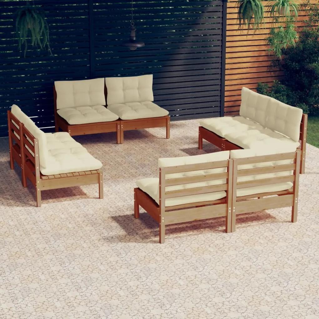 3096043 vidaXL Set mobilier de grădină cu perne, 8 piese, crem, lemn de pin