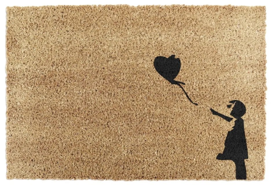 Covoraș de intrare din fibre de nucă de cocos 40x60 cm Girl With a Ballon – Artsy Doormats