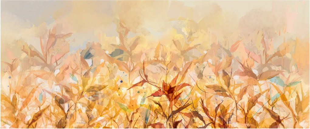 Tablou - Frunze în culori de toamnă, pictură în ulei (120x50 cm)