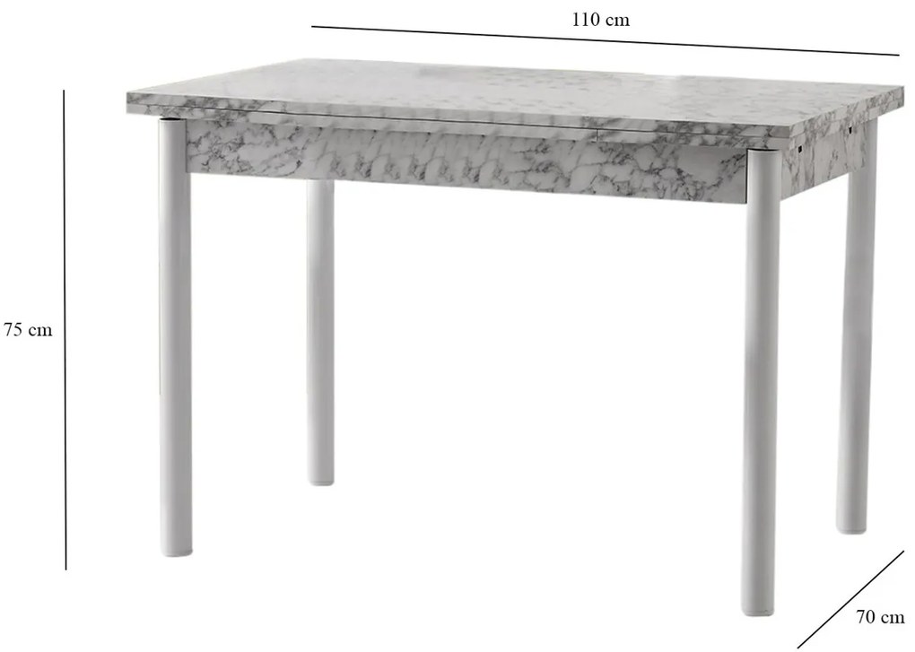 Masă de sufragerie Polo White Grey
