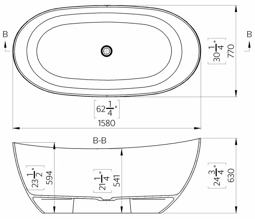 Cada freestanding, din compozit, 158x77 cm, fara preaplin, Marmite Colmar