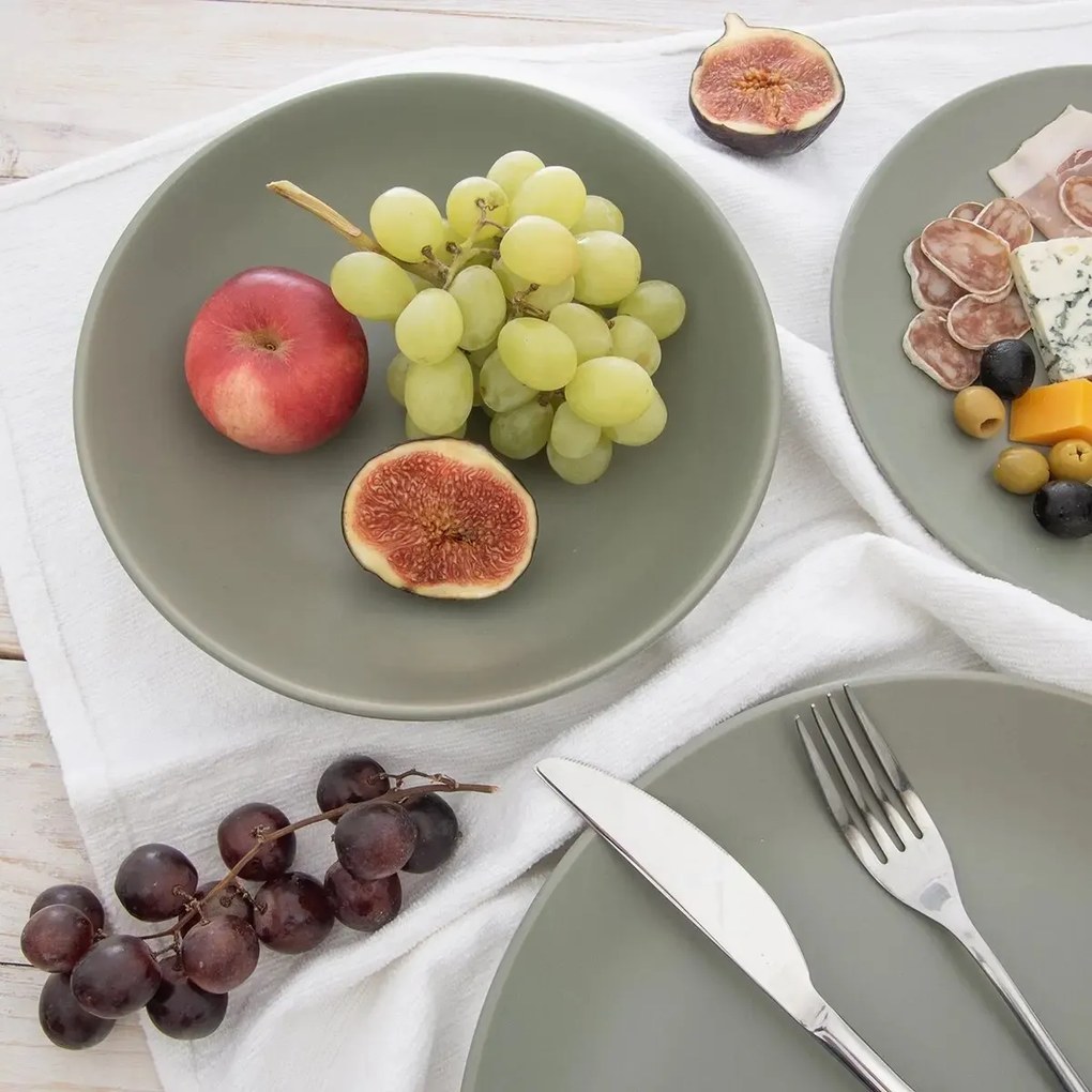 Orion Set de farfurii adânci din ceramică Greenish 20,5 cm, 6 bucăți