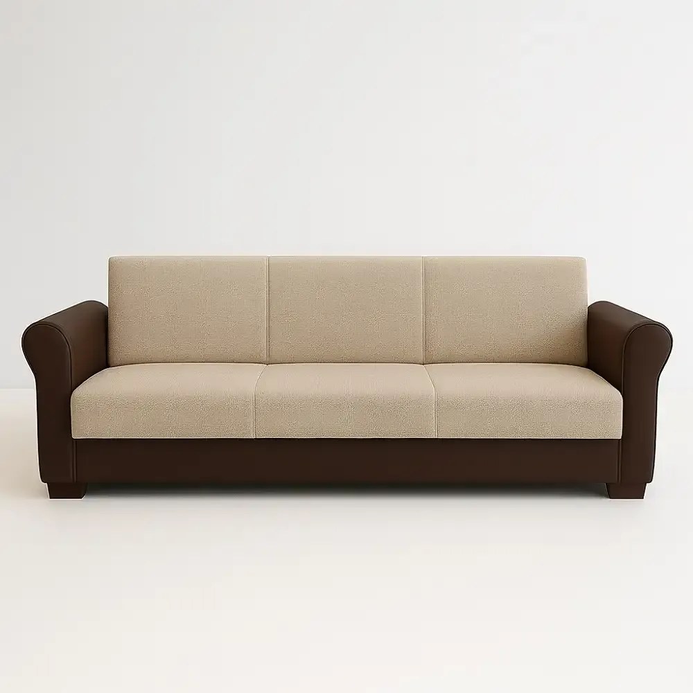 Canapea extensibila 3 loc cu spatiu de depozitare – stofa maro si maro deschis – Country