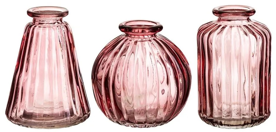 Set 3 vaze din sticlă Sass & Belle Bud, roz