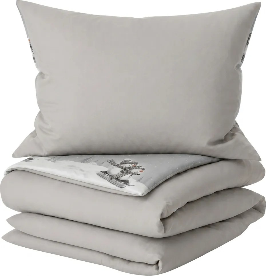 Lenjerie de pat 3D din bumbac Renforce FROSTY gri, 100% bumbac Dimensiune lenjerie de pat: 80 x 80 cm | 135 x 200 cm