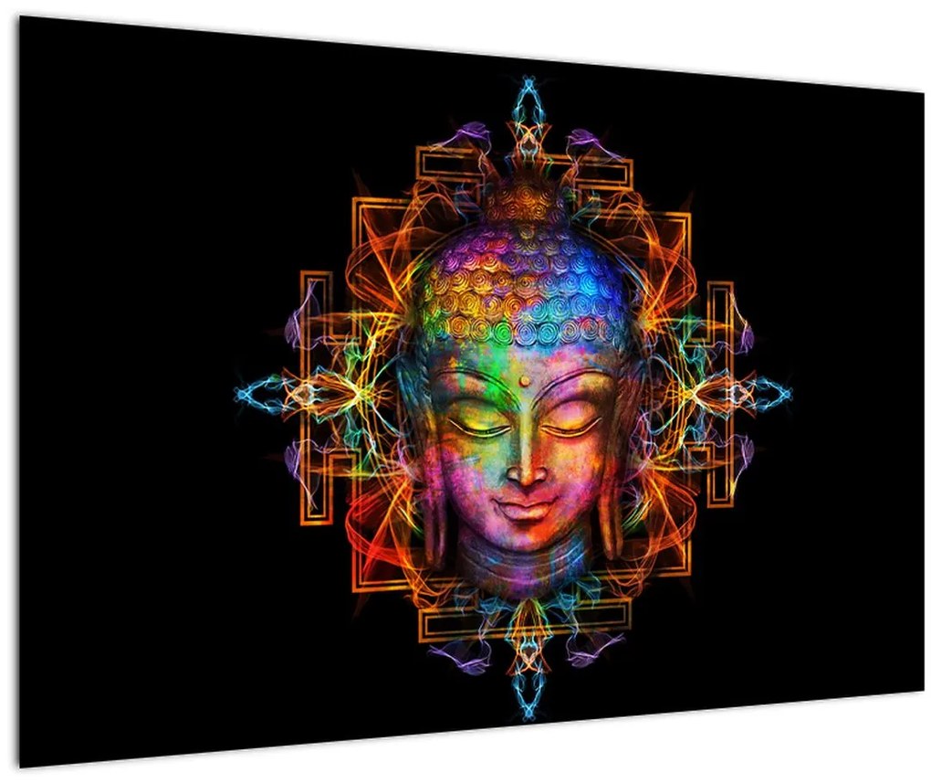 Tablou - Bustul lui Buddha în culori neon (90x60 cm)
