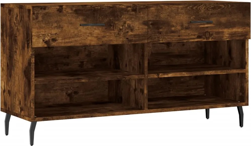 vidaXL Bancă de pantofi, stejar fumuriu, 102x35x55 cm, lemn prelucrat
