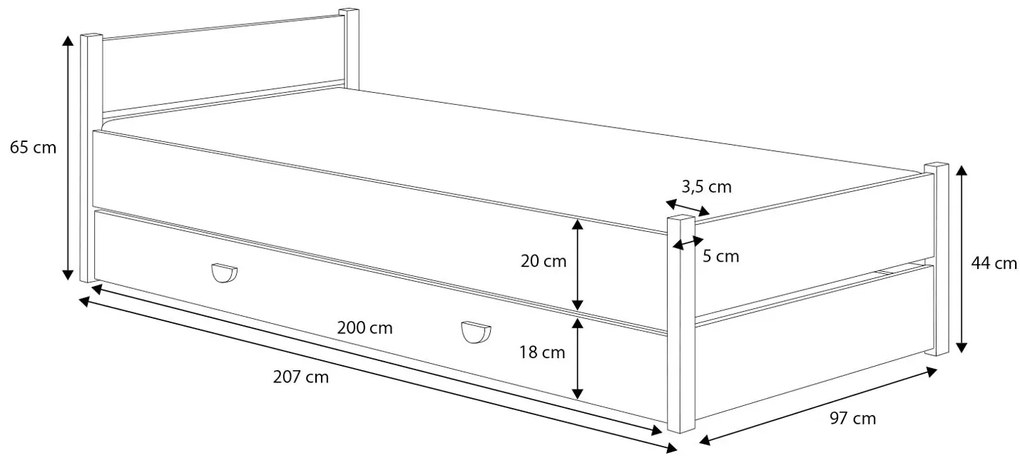 Pat pentru copii 200x90 cm. 1052341