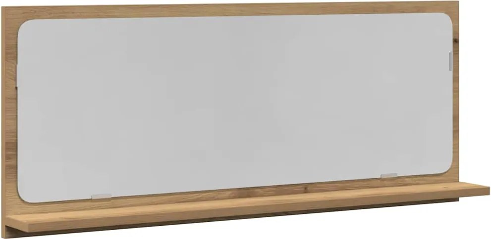 vidaXL Raft cu Oglindă cu raft stejar artizanal 90 x 10,5 x 37 cm