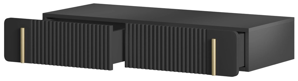 Masă de toaletă Malmi 100 cm suspendată - negru mat / auriu